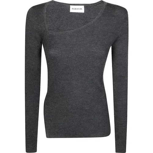 Asymmetrischer Rippstrickpullover , Damen, Größe: M - P.A.R.O.S.H. - Modalova