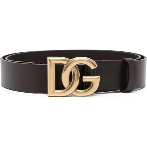 Logo Buckle Leather Belt , male, Sizes: 100 CM, 95 CM, 85 CM, 90 CM, 105 CM - Dolce & Gabbana - Modalova