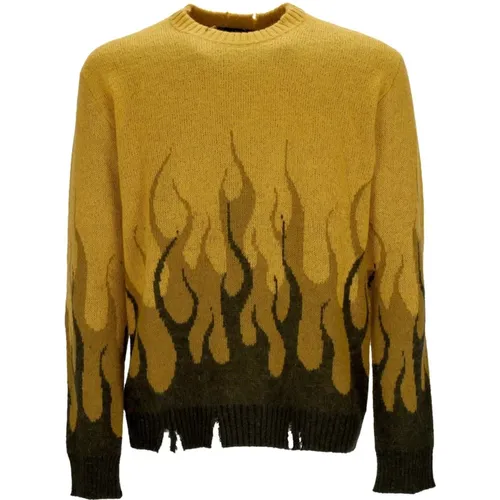 Doppelte Flammen Streetwear Pullover , Herren, Größe: L - Vision OF Super - Modalova