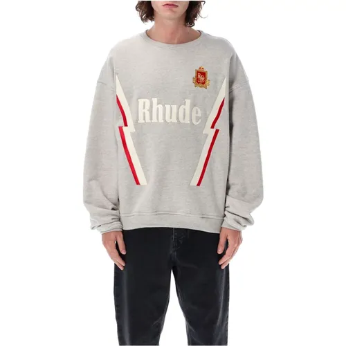 Lightning Crewneck Knitwear Heather Grey , male, Sizes: M, L, XL - Rhude - Modalova