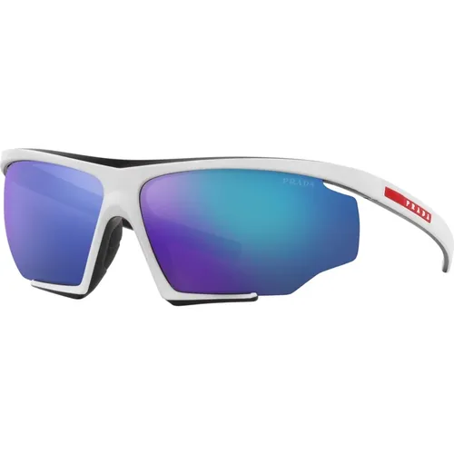 Sporty Sunglasses in Black/Blue , male, Sizes: ONE SIZE - Prada - Modalova