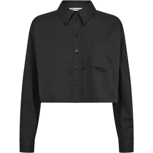 Schwarze Cottoncc Crisp Crop Hemd Bluse , Damen, Größe: L - Co'Couture - Modalova