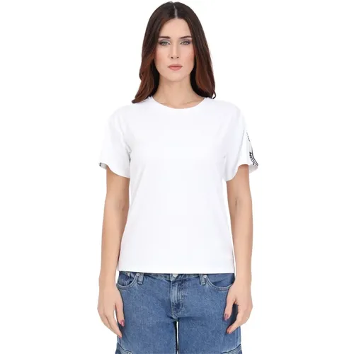 Weiße T-Shirts und Polos mit Logo , Damen, Größe: M - Moschino - Modalova
