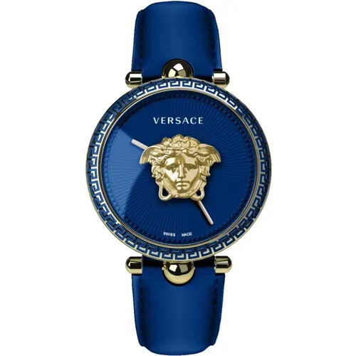 Leather Palazzo Empire Quartz Watch , female, Sizes: ONE SIZE - Versace - Modalova