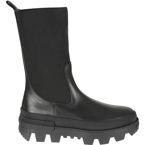 Leder Logo Stiefel für Frauen , Damen, Größe: 37 1/2 EU - Moncler - Modalova