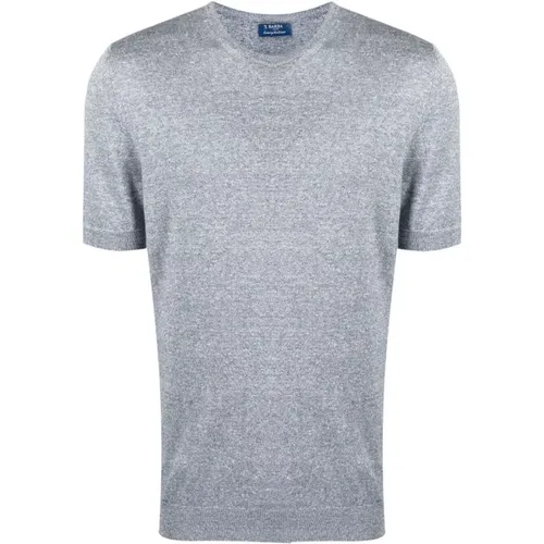 Linen/cotton knit t-shirt , male, Sizes: 4XL, L - Barba - Modalova