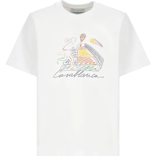 Cotton Mens T-shirt with Logo Print , male, Sizes: 2XL, L, M, XL - Casablanca - Modalova