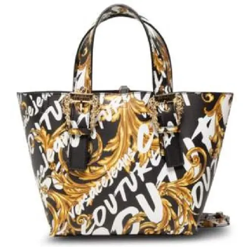 Elegant Handbag with Logo Brush Couture Print , female, Sizes: ONE SIZE - Versace Jeans Couture - Modalova