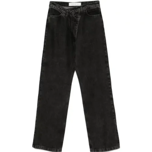 Dark Grey Straight Cut Denim Jeans , female, Sizes: W29, W24, W27, W26, W25 - Federica Tosi - Modalova