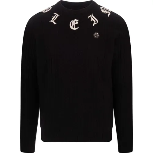 Wool Cashmere Crew-Neck Sweater , male, Sizes: M, L - Philipp Plein - Modalova