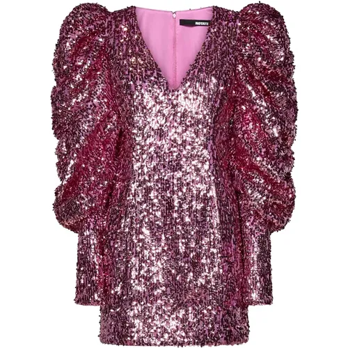 Pink Sequin Mini Dress with Puff Sleeves , female, Sizes: M, S - Rotate Birger Christensen - Modalova