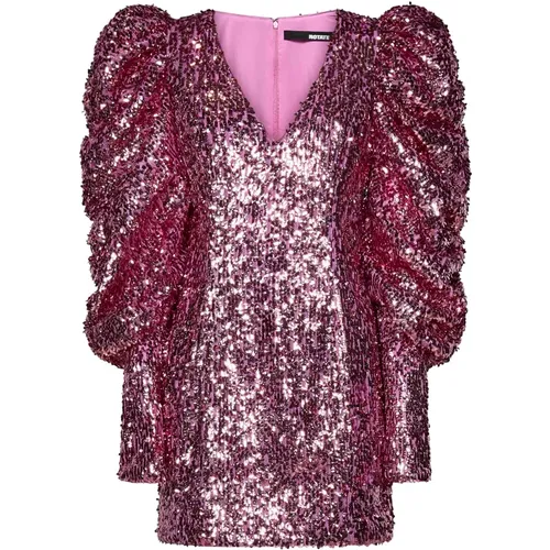 Pink Sequin Mini Dress with Puff Sleeves , female, Sizes: S, XS - Rotate Birger Christensen - Modalova
