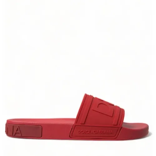 Rote Gummisandalen , Herren, Größe: 45 EU - Dolce & Gabbana - Modalova