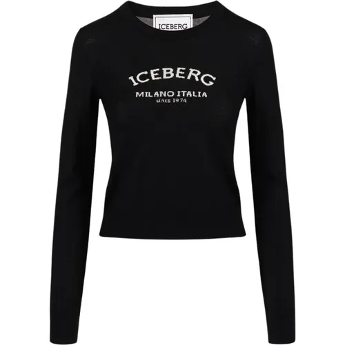 Logo Rundhals Wollpullover , Damen, Größe: M - Iceberg - Modalova