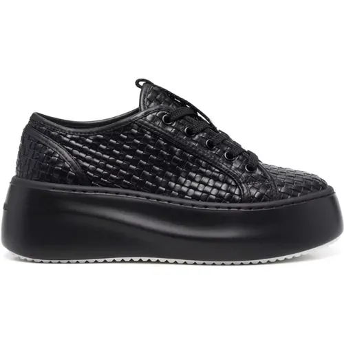 Schwarze Leder-Casual-Sneaker , Damen, Größe: 36 EU - Vic Matié - Modalova