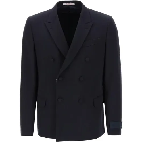 Double Breasted Jacket in Grain de Poudre Wool , male, Sizes: L - Valentino Garavani - Modalova