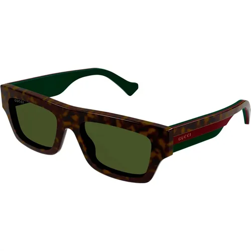 Havana/Grüne Sonnenbrille,Schwarze Acetat Tricolor Sonnenbrille - Gucci - Modalova