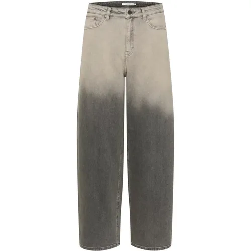 Wide Leg Grey Jeans with Gradient Print , female, Sizes: W27, W25, W28, W26 - Gestuz - Modalova