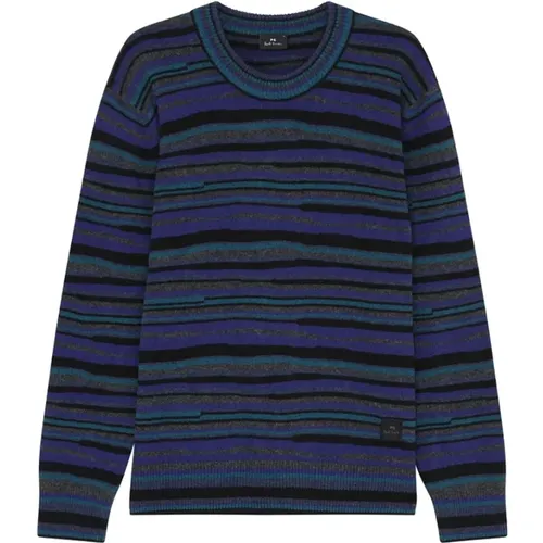 Blauer Wollstrickpullover Runder Ausschnitt , Herren, Größe: S - PS By Paul Smith - Modalova