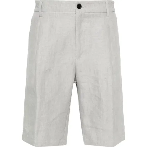 Casual Leinen Shorts in Grau , Herren, Größe: W32 - Eleventy - Modalova