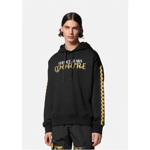 Chain Logo Hoodie Schwarz/Gold - Versace Jeans Couture - Modalova