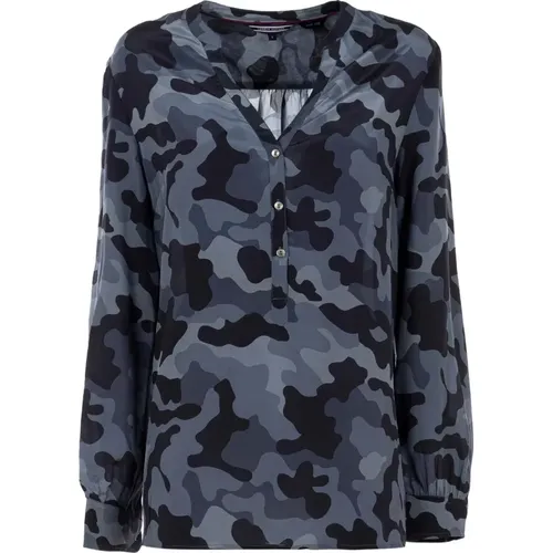 Camo Print Bluse für Frauen , Damen, Größe: XS - Tommy Hilfiger - Modalova