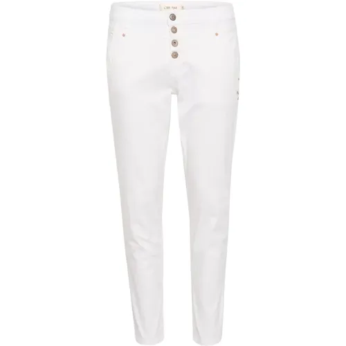 Modern 7/8 Twill Pants Snow , female, Sizes: W26, W28, W29, W30, W34 - Cream - Modalova