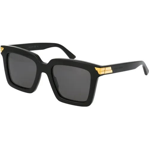 Stylische Sonnenbrille BV1005S,Schwarze Graue Oversize Quadratische Sonnenbrille - Bottega Veneta - Modalova