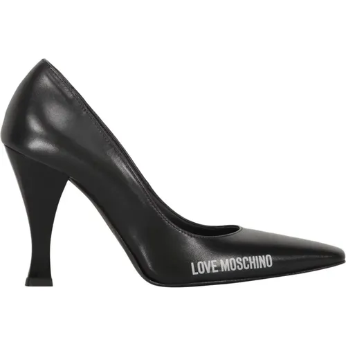 Lederpumps mit Eckiger Zehenpartie und Gebogenen Absätzen , Damen, Größe: 40 EU - Love Moschino - Modalova