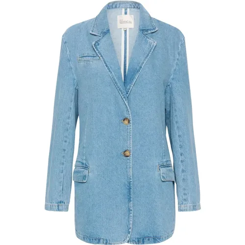 Denim Blazer Jacke Medium Wash , Damen, Größe: M/L - My Essential Wardrobe - Modalova