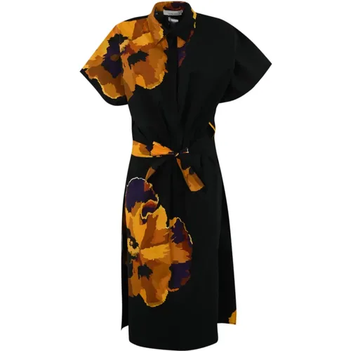Floral Cotton Dress with Short Sleeves , female, Sizes: S, L, M - Liviana Conti - Modalova