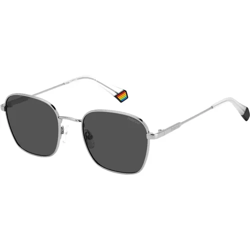 Stilvolle Sonnenbrille in Ruthenium/Grau , unisex, Größe: 53 MM - Polaroid - Modalova