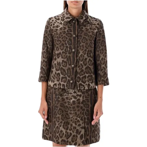Leopard Formal Jacket - Women`s Clothing , female, Sizes: M - Dolce & Gabbana - Modalova