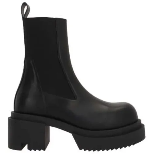 Schwarze Leder-Plateaustiefel - Rick Owens - Modalova