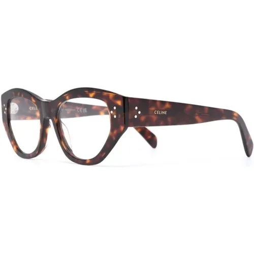Braun/Havanna Optische Brille, vielseitig und stilvoll,Stilvolle Katzenaugen Brille - Celine - Modalova