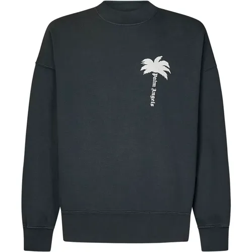Grey Sweater with Palm Leaves Print , male, Sizes: M, S, XL - Palm Angels - Modalova