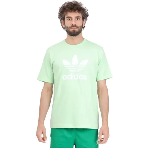 Grün und Weiß Adicolor Trefoil T-Shirt , Herren, Größe: XS - adidas Originals - Modalova