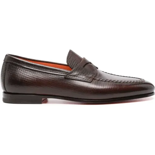 Leather loafers , male, Sizes: 8 UK, 8 1/2 UK, 10 UK - Santoni - Modalova