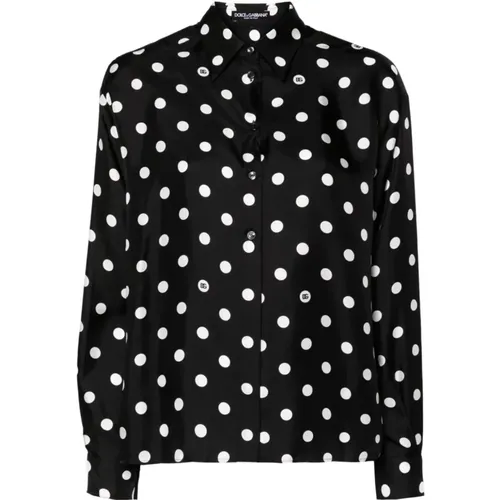 Polka Dot Silk Shirt , female, Sizes: L, S, 2XL, XS - Dolce & Gabbana - Modalova