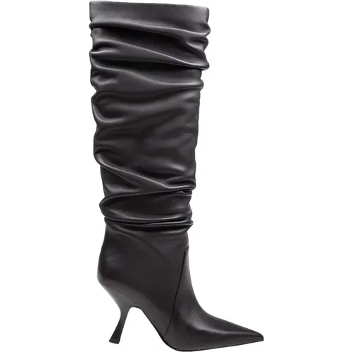 Schwarze Leder-Stiefeletten Luna Stil , Damen, Größe: 38 1/2 EU - Michael Kors - Modalova