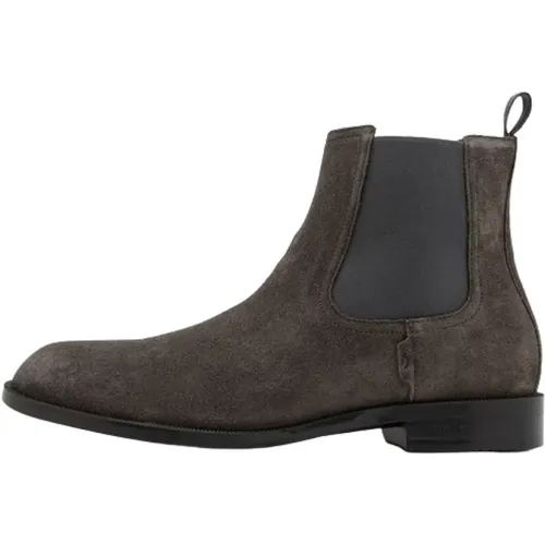 Suede Round Toe Flat Boots , male, Sizes: 7 UK, 8 UK, 9 UK, 10 UK - Hugo Boss - Modalova