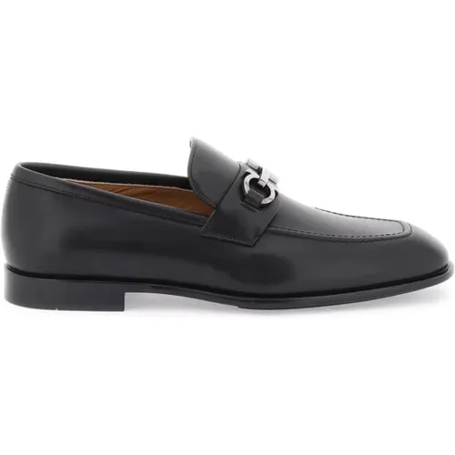 Lederloafers mit ruthenium Finish Gancini , Herren, Größe: 39 1/2 EU - Salvatore Ferragamo - Modalova