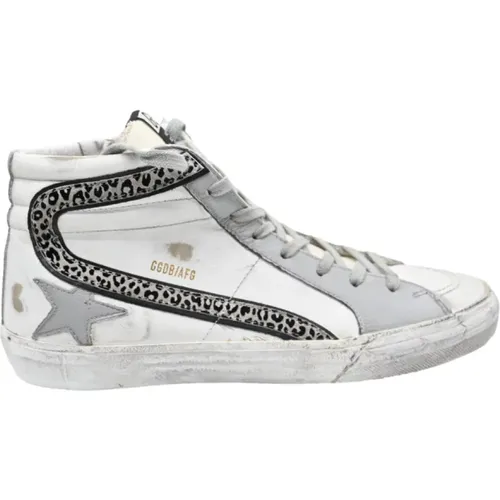 White Grey Leo Slide Sneakers , male, Sizes: 9 UK - Golden Goose - Modalova