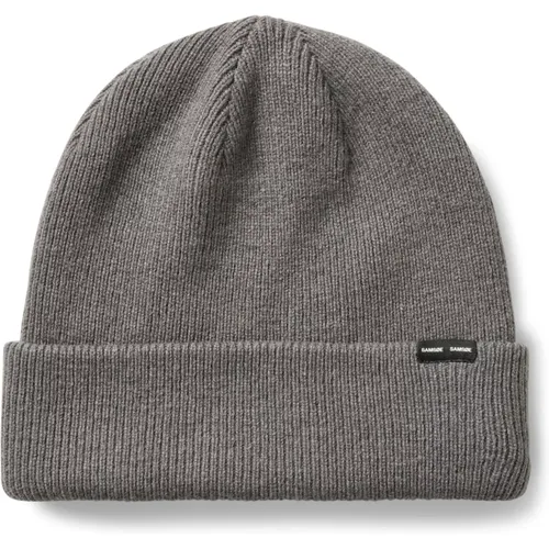 Ribbed Knit Beanie - Volcanic Ash , female, Sizes: ONE SIZE - Samsøe Samsøe - Modalova