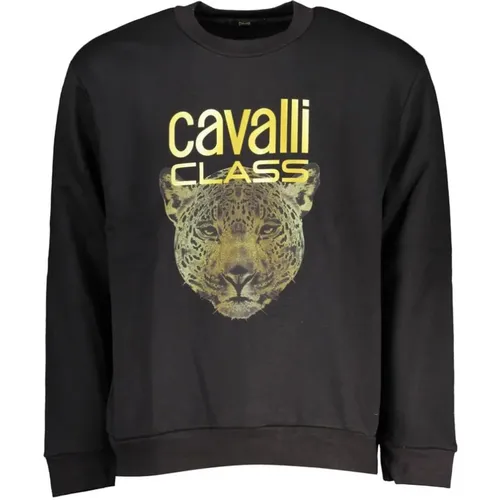 Schickes Fleece-Sweatshirt , Herren, Größe: L - Cavalli Class - Modalova