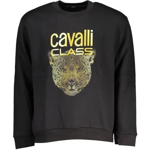 Schickes Fleece-Sweatshirt , Herren, Größe: S - Cavalli Class - Modalova