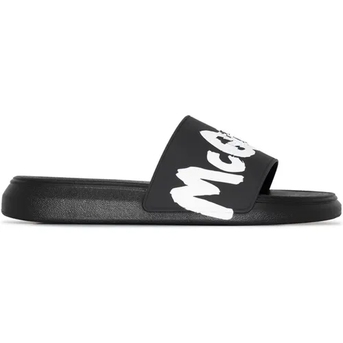 Logo Slip-On Sandals , male, Sizes: 8 UK, 9 UK, 7 UK - alexander mcqueen - Modalova