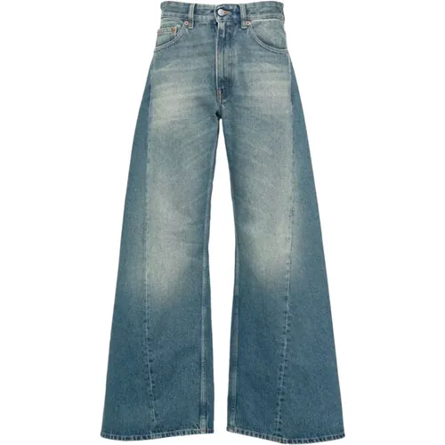 Indigo Wide Leg Denim Jeans , female, Sizes: W25, W27, W26 - MM6 Maison Margiela - Modalova