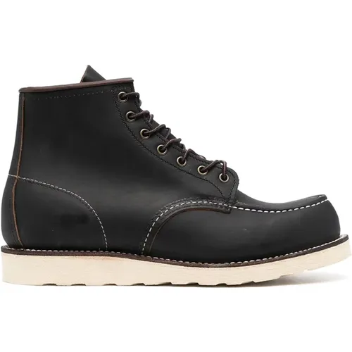 Schwarze Leder Flache Schuhe Schnürung , Herren, Größe: 42 1/2 EU - Red Wing Shoes - Modalova