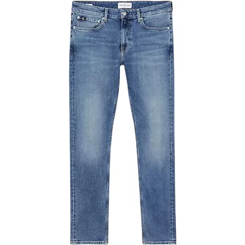 Blaue Jeans mit Reißverschluss und Knopfverschluss , Herren, Größe: W29 L32 - Calvin Klein Jeans - Modalova